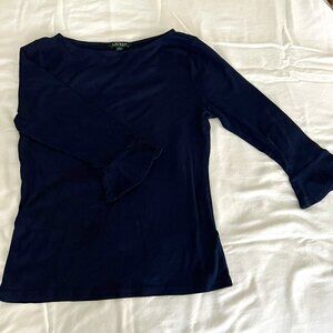 Lauren by Ralph Lauren Boat Neck Peplum Sleeve Tee